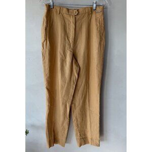 Geiger 100% Linen Straight Leg Pants Womens 8 Yellow Dress Casual Austria
